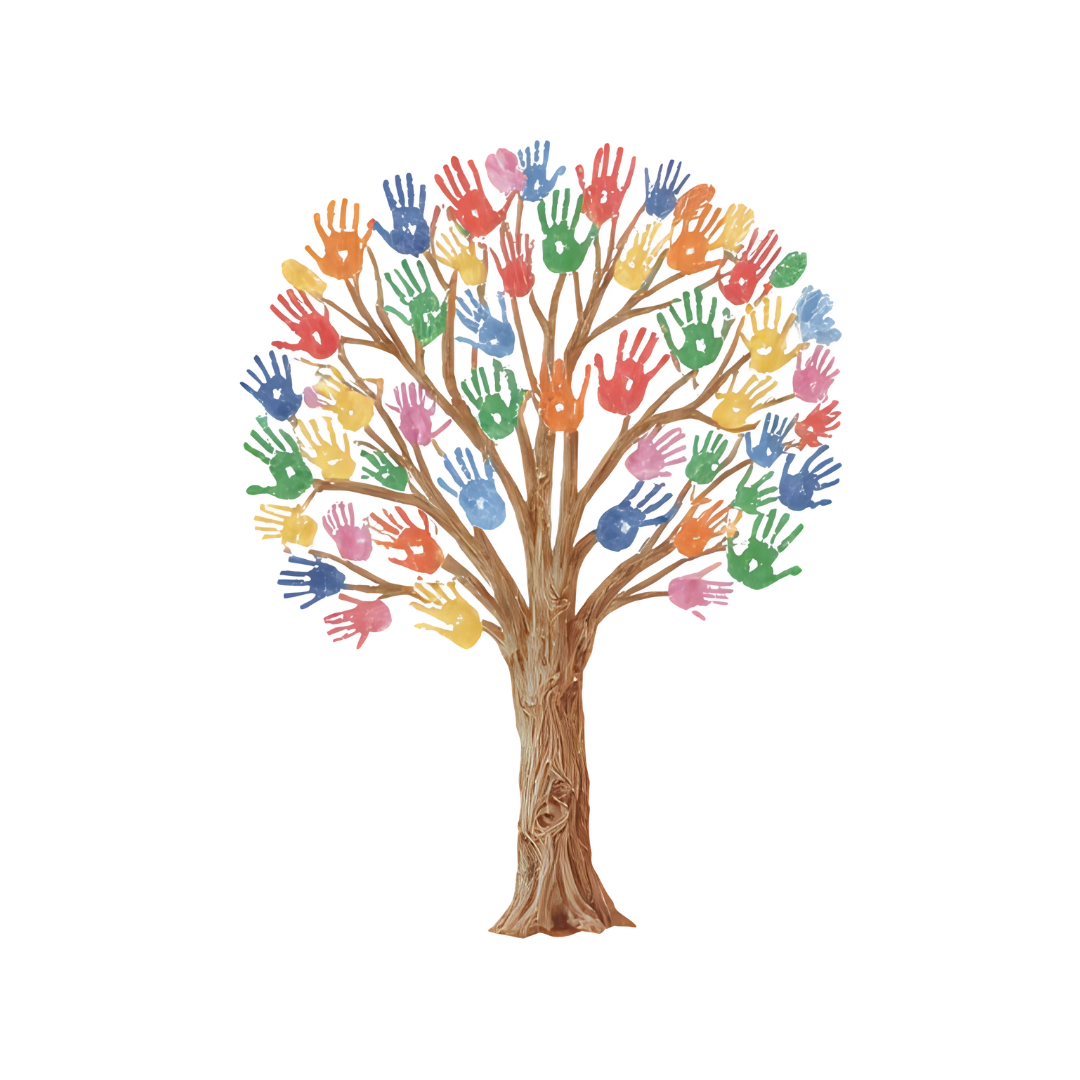 Hand tree representing community and support through ASF